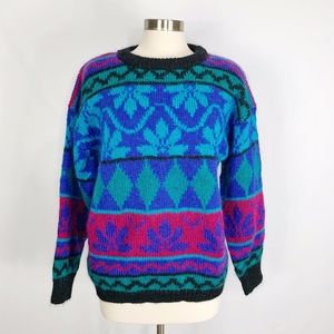 Vintage Gallagher Cosby Style Mohair Blend Sweater
